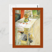 Mädchen unter einem Küchentisch Postkarte (Vorne/Hinten)