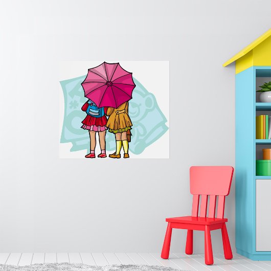 Mädchen unter einem Schirmplakat Poster