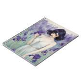 Mädchen unter Iris Blumen Notizbuch Journal Notizblock (Linke Seite)