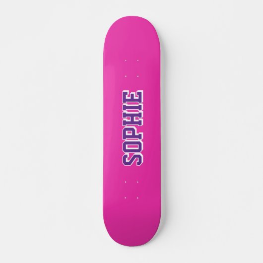 Mädchen Varsity Magenta Skateboard personalisierte (Vorne)