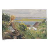 Mädchen verloren in Gedanken (von H.A. Brendekilde Kissenbezug (Vorderseite-Rechts)