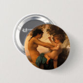 Mädchen verteidigt sich gegen Cupid von Bouguereau Button (Vorne & Hinten)
