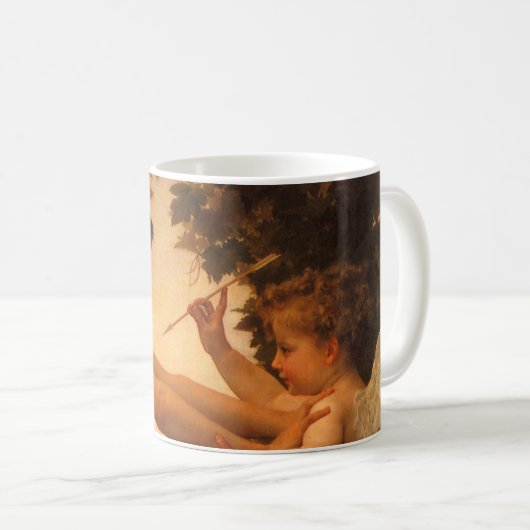 Mädchen verteidigt sich gegen Cupid von Bouguereau Kaffeetasse (VorderseiteRechts)