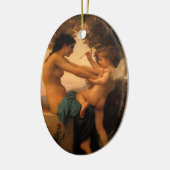 Mädchen verteidigt sich gegen Cupid von Bouguereau Keramik Ornament (Links)