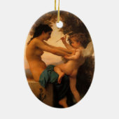 Mädchen verteidigt sich gegen Cupid von Bouguereau Keramik Ornament (Hinten)