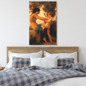 Mädchen verteidigt sich gegen Cupid von Bouguereau Leinwanddruck (Insitu (Schlafzimmer))