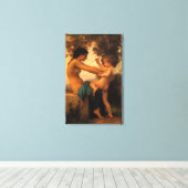 Mädchen verteidigt sich gegen Cupid von Bouguereau Leinwanddruck (Insitu (Holzboden))