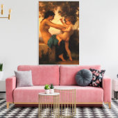 Mädchen verteidigt sich gegen Cupid von Bouguereau Leinwanddruck (Insitu (Wohnzimmer))