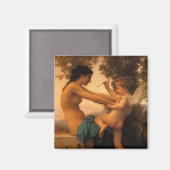 Mädchen verteidigt sich gegen Cupid von Bouguereau Magnet (Vorderseite/Rückseite)