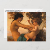 Mädchen verteidigt sich gegen Cupid von Bouguereau Postkarte (Vorne/Hinten)