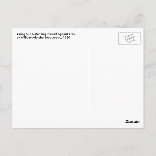 Mädchen verteidigt sich gegen Cupid von Bouguereau Postkarte (Rückseite)
