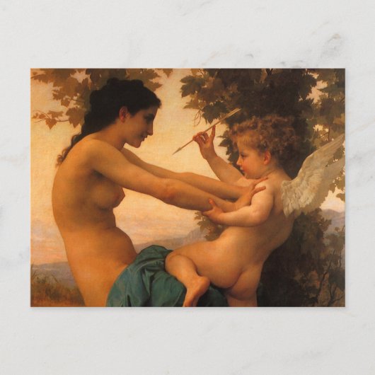 Mädchen verteidigt sich gegen Cupid von Bouguereau Postkarte (Vorderseite)