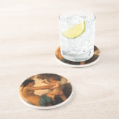 Mädchen verteidigt sich gegen Cupid von Bouguereau Sandstein Untersetzer (Seite)