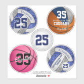 Mädchen Volleyball & Basketball Vielfalt Set 5 Aufkleber (Blatt)