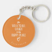 Mädchen Volleyball mein glücklicher Ort Typografie Schlüsselanhänger (Rückseite)
