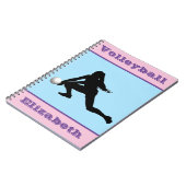 Mädchen Volleyball Pink, Blau, Lila Notebook Notizblock (Linke Seite)
