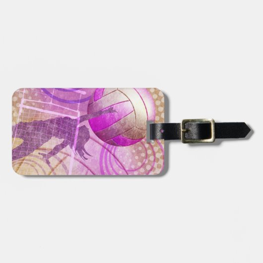 Mädchen Volleyballspieler im Netz Gepäckanhänger (Vorderseite horizontal)