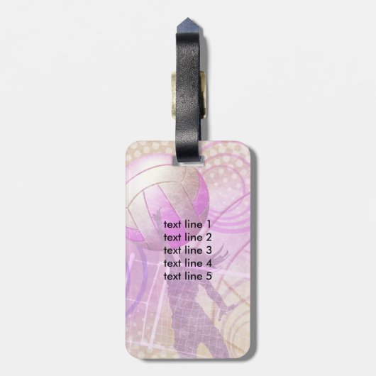 Mädchen Volleyballspieler im Netz Gepäckanhänger (Rückseite vertikal)