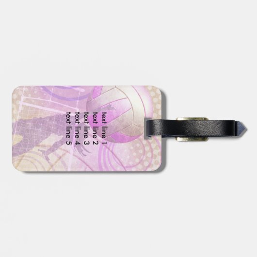 Mädchen Volleyballspieler im Netz Gepäckanhänger (Rückseite horizontal)