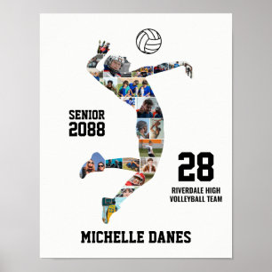 Mädchen-Volleyballspielerin Individuelle Sportfoto Poster