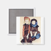 Mädchen von Schiele Egon Magnet (Vorderseite/Rückseite)