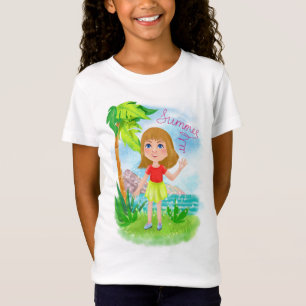 Mädchen vor dem Hintergrund der Tropen und des Mee T-Shirt