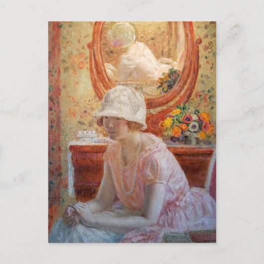 Mädchen vor einem Spiegel | Frederick Carl Friesek Postkarte (Vorderseite)