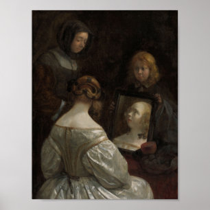 Mädchen vor einem Spiegel — holländisches goldenes Poster
