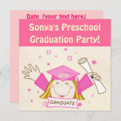 Mädchen-Vorschule/Kindergarten-Abschluss-Party Einladung (Vorne/Hinten)