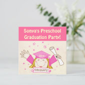 Mädchen-Vorschule/Kindergarten-Abschluss-Party Einladung (Stehend Vorderseite)