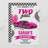 Mädchen wachsen zwei schnelle Rennwagen am 2. Gebu Einladung (Vorne/Hinten)