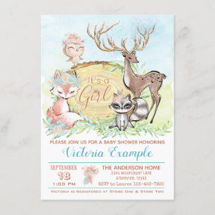 Mädchen Wald Baby Freunde Baby Shower Einladung