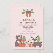 Mädchen-Waldgeburtstags-Party Einladung (Vorne/Hinten)