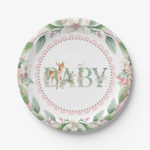 Mädchen Waldhirsch Baby Shower Papierplatten Pappteller