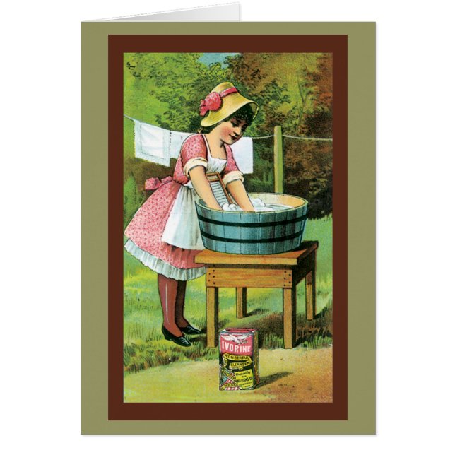 Mädchen-waschende Kleidungs-Karte (Vorne)