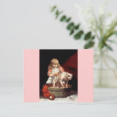 Mädchen wäscht ihren Haustier Postkarte (Stehend Vorderseite)