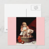 Mädchen wäscht ihren Haustier Postkarte (Vorne/Hinten)