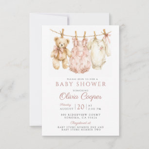 Mädchen Wasserfarbe Baby Shower Rosa Einladung