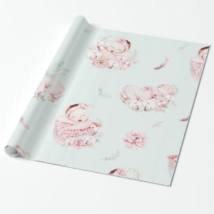 Mädchen Wasserfarbe Babys Baby Shower Geschenkpapi Geschenkpapier