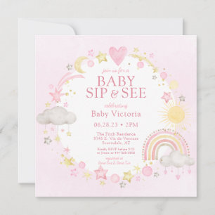 Mädchen Wasserfarbe Regenbogen Baby Trink- und Sie Einladung
