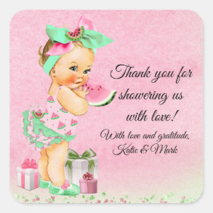 Mädchen Wassermelone Baby Shower Aufkleber