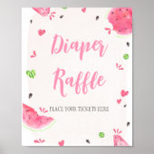 Mädchen Wassermelone Baby Shower Windel-Raffle-Sch Poster (Vorne)
