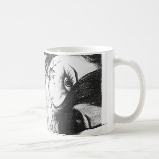 Mädchen weinen mit Rose Surreal zeichnend Kunst Kaffeetasse (Rechts)