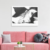 Mädchen weinen mit Rose Surreal zeichnend Kunst Leinwanddruck (Insitu (Wohnzimmer))