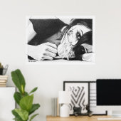 Mädchen weinen mit Rose Surreal zeichnend Kunst Poster (Heimbüro)