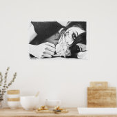 Mädchen weinen mit Rose Surreal zeichnend Kunst Poster (Küche)
