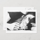 Mädchen weinen mit Rose Surreal zeichnend Kunst Postkarte (Vorne/Hinten)