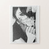 Mädchen weinen mit Rose Surreal zeichnend Kunst Puzzle (Vertikal)
