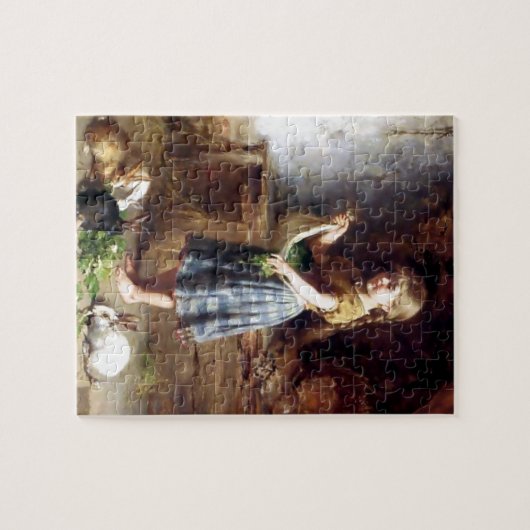 Mädchen, welches Kaninchen das Häschenmalen Puzzle (Horizontal)