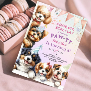 Mädchen Welpe Hund Pawty 9. Geburtstag Einladung